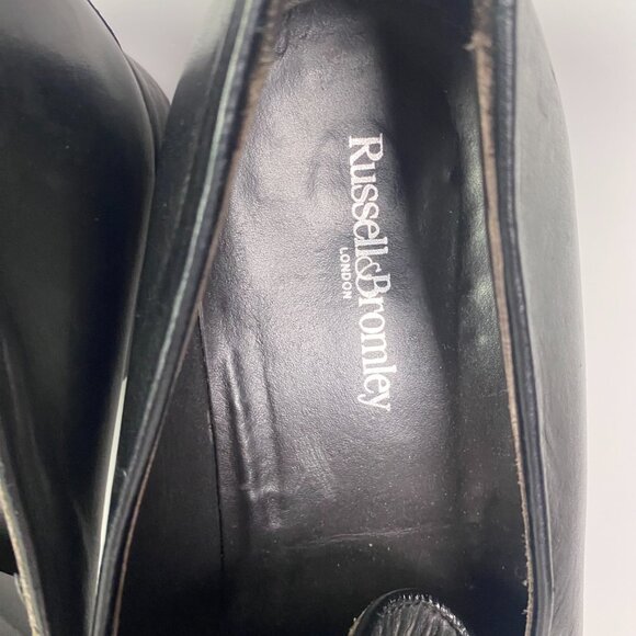 Russell & Bromley Loafers Shoes Eu 44 US 11 Black Tasseled Tassels Leather Italy - Picture 9 of 12